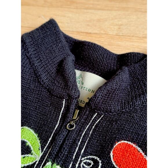 VTG Design Options Phillip Jane Gordon Cardigan Sweater XL Lilly Pad Floral - Picture 2 of 8